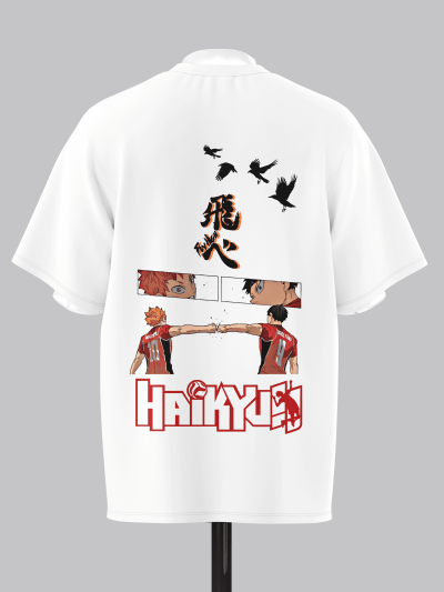 Hinata & Kageyama Fly High Fist Bump | Haikyu!! | Oversized T-Shirt